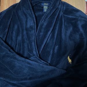 RALPH LAUREN Microfiber Plush Long Sleeve Shawl Collar Robe - Cruise Navy NWT